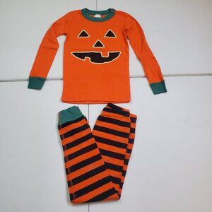 Hanna Andersson Pajama Set Jack-o-Lantern Pumpkin Halloween Orange Stripes Sz 5
